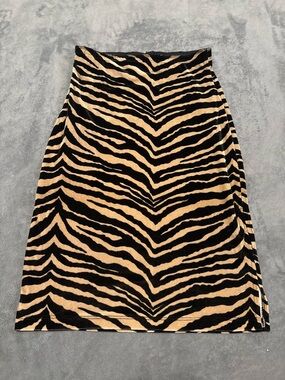 Black and Tan Zebra-Print Pencil Skirt
